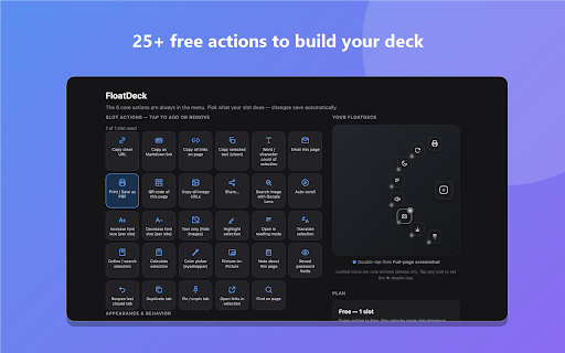 FloatDeck - Floating Button Menu & Quick Actions :: A draggable floating button that opens a radial menu of quick actions — screenshots, reading & dark mode, QR, copy, and more.