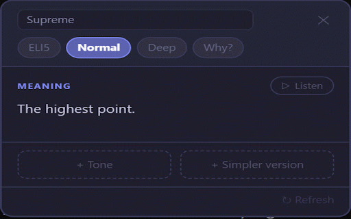 Explainly :: Select any text anywhere and get an instant context-aware explanation. Meaning, tone, and simpler rewrites — right where you read.