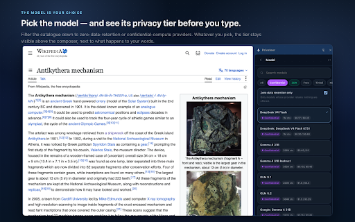 Privateer - Private AI :: Chat about the page you are on in a side panel, and let the Privateer agent act on it — approving each action, or unattended.