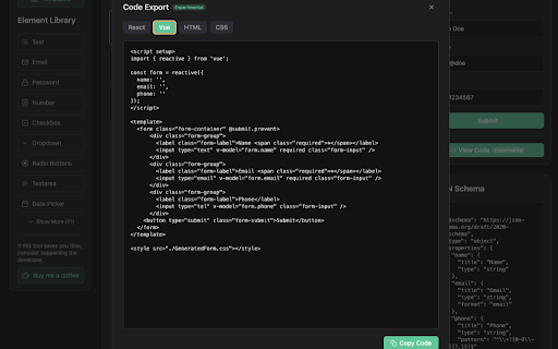 JSON Schema & GraphQL Form Builder :: Drag-and-drop form builder. Export and import as JSON Schema or GraphQL. No account, no data collected, fully offline.