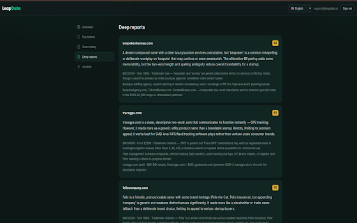 LeapData: AI Domain Analyzer :: AI-assisted domain analysis for auction pages and domain lists, with bulk paste, file import and on-demand page extraction.