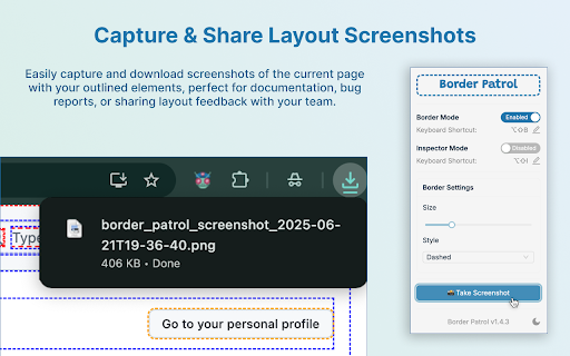 Border Patrol – CSS Debugger & Element Outliner :: CSS box model debugger & element outliner for fast UI inspection, layout visualization, and faster frontend development.