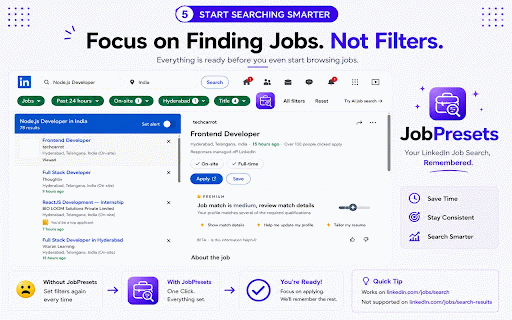 JobPresets :: Save, manage, and instantly reapply LinkedIn job search filters with customizable presets.