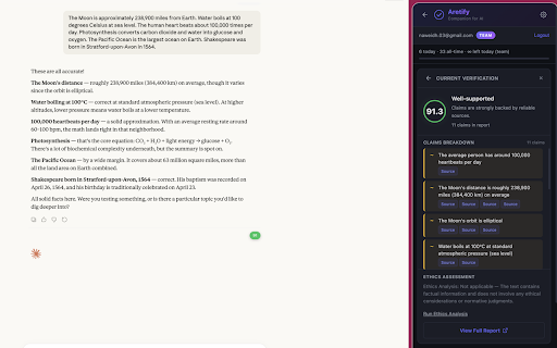 Aretify - AI Output Verifier :: Verify AI content in real-time. Detect hallucinations and evaluate ethics across ChatGPT, Claude, Gemini, and more.
