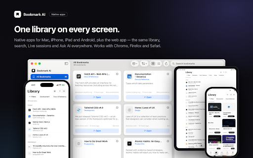 Bookmark AI :: Save the current tab to Bookmark AI for automatic categorization and tagging.