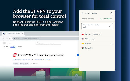 ExpressVPN: VPN & proxy browser extension :: Go online safely with blazing-fast speed. Switch locations, access content, and toggle between proxy mode and full app control