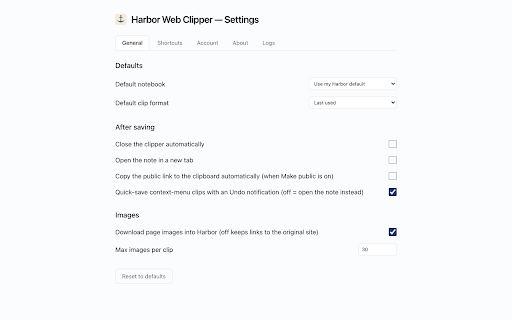 Harbor Web Clipper :: Save articles, full pages, bookmarks, and screenshots from any website straight into Harbor.