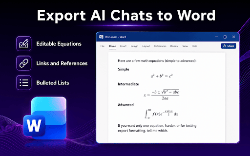 AI Chat Exporter: Save ChatGPT, Gemini, Claude to PDF, Word and More :: AI Chat Exporter lets you export chats from ChatGPT, Gemini, Claude, and Grok to PDF, Word, Markdown, Google Docs, or Notion.