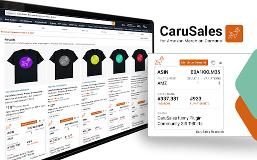 CaruSales Research :: Sniff out ASIN, BSR, size & more right on Amazon search! All key data fetched instantly while you browse products.