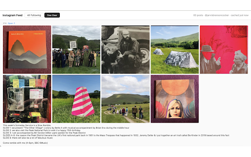 Instagram Following Feed Quickview :: Chronological feed from people you follow, as a new tab page, in a grid view.