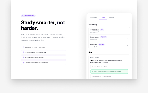 MemryLoop-AI YouTube Learning Assistant :: AI Learning Reader — turn videos into readable AI study notes