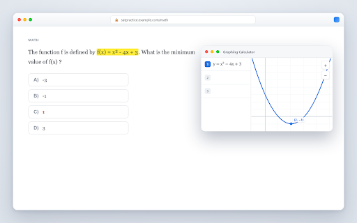 SAT Study Toolkit :: Digital SAT study toolkit: highlight, cross out, take notes, time yourself, and open a calculator.