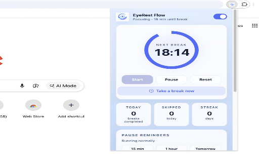 EyeRest Flow :: Calm, smart screen-break reminders with eye, blink, and posture nudges.