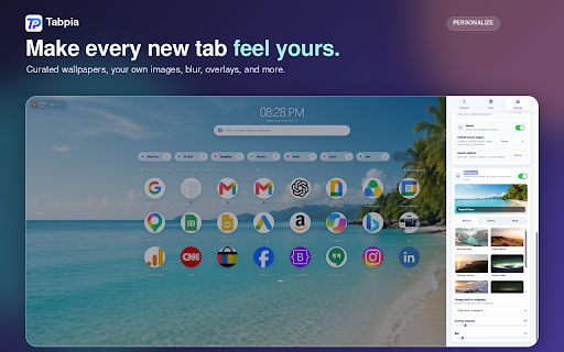 Tabpia New Tab :: A modern new tab workspace with workspaces, bookmarks, and wallpapers.