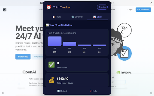 Trial Tracker :: Track free trials with reminders, cloud backup, import/export, and stats so you never miss a cancellation date.