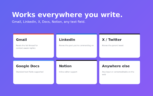 Inkwell AI — Smart Writing Assistant :: AI writing assistant for any text field. BYO key — Claude, GPT, Gemini, or Ollama. Trains on your voice.