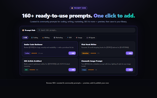PromptChief – AI Prompt Manager & Improver :: Your personal AI prompt library — save, search, insert & AI-improve your prompts in any AI chat with one click. Cloud-synced.