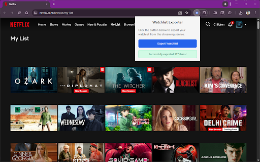 Watchlist Exporter :: Export watchlists from streaming services.
