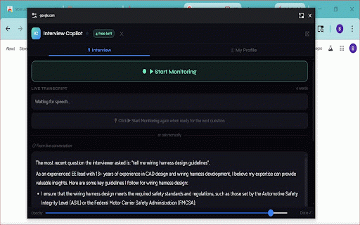 Interview Copilot :: AI-powered interview assistant. Listens to conversations and answers questions on demand.