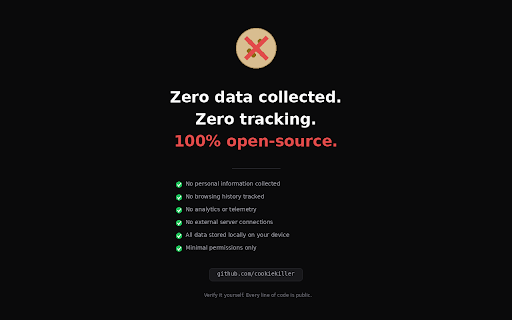 CookieKiller — Auto Reject Cookie Popups :: Automatically reject all cookie consent popups. Privacy-first. Open-source. Zero tracking. Never click "Reject All" again.