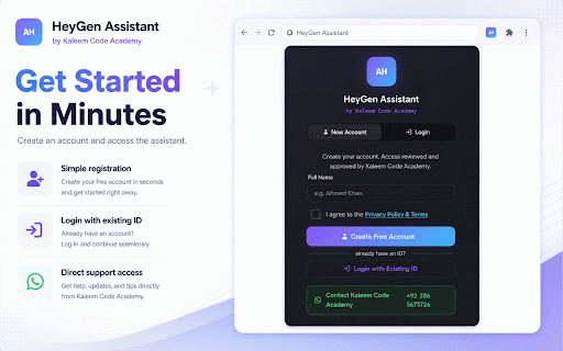 HeyGen Assistant by Kaleem Code Academy :: Productivity assistant for managing scripts, scenes, and creator workflows inside HeyGen by Kaleem Code Academy.