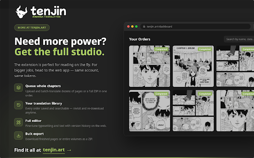Tenjin Art - AI Manga Translation :: Translate any manga in a few clicks. Fast, accurate, and effortless - Read your favorite stories instantly!