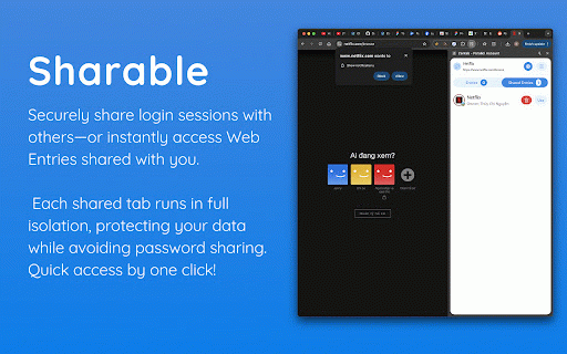 Zentab - Parallel Account :: Zentab is a multi-account manager lets you open multiple isolated sessions per website — right inside your browser and your phone.
