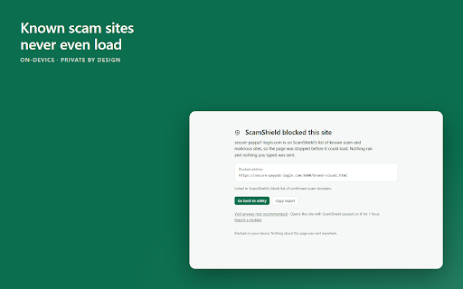 Scam & Phishing Blocker: ScamShield :: On-device scam & phishing protection: warns you, spots brand look-alikes, checks messages. Nothing leaves your device.