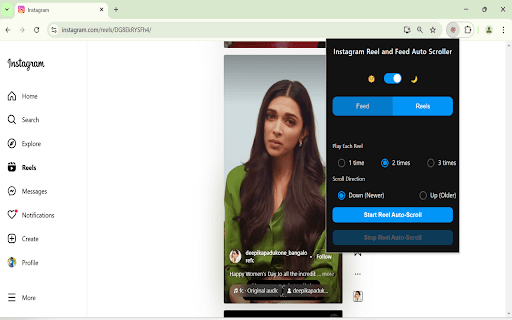 Reel and Feed Auto Scroller :: Automatically scrolls through Instagram posts and reels with smart timing