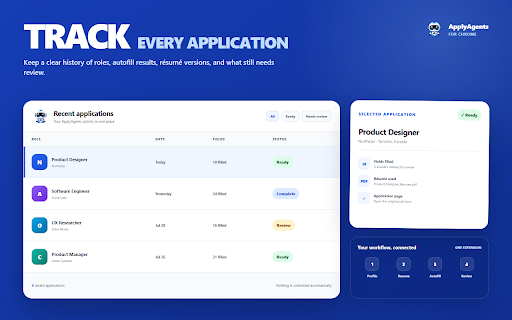 ApplyAgents :: AI-assisted job autofill with verification, resume support, and no automatic submission.
