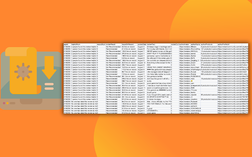 Steam Review Scraper :: One-click extract Steam Review data from the review page as Excel/CSV/JSON/HTML/XML file.