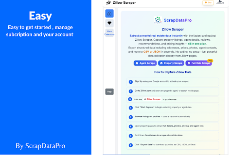 Zillow Scraper: Export Listings, Agents & Reviews to CSV :: Zillow Scraper: Export Listings, Agents & Reviews. One-click Zillow data extraction for real estate leads and property details.