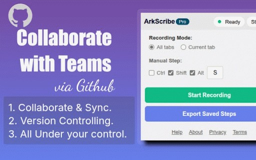 ArkScribe: Intelligent Guides, Manuals, SOPs & 3D Presentations Maker :: Processes to step-by-step guides. Collaborate & publish securely. Export PDF, HTML, Markdown. 3D Video presentations with voice.