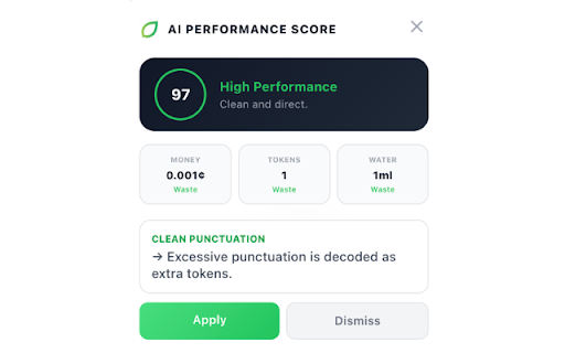 GreenPrompt :: AI Performance Assistant - Optimize prompts for cost efficiency and environment.