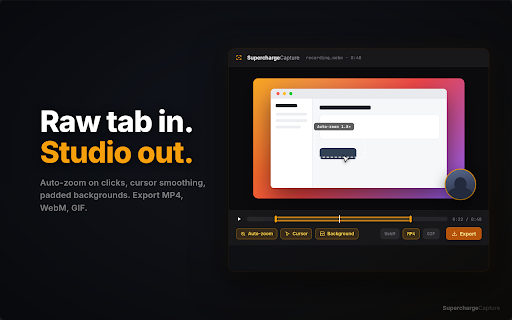 Full Page Screenshot & Screen Recorder – No Watermark by SuperchargeBrowser :: Full-page screenshots & screen recorder with annotation. Record tab + webcam, export GIF/MP4. No account, no watermark, no limits.