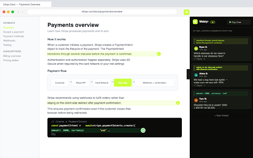 Weblyr :: Highlight text on any webpage and leave threaded comments your team sees instantly. No screenshots, no Slack.