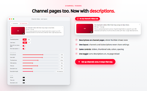 YouTube List View Mode :: Keep Subscriptions and channel videos in List View for good. Hide Shorts, blacklist words, filter by length or date.