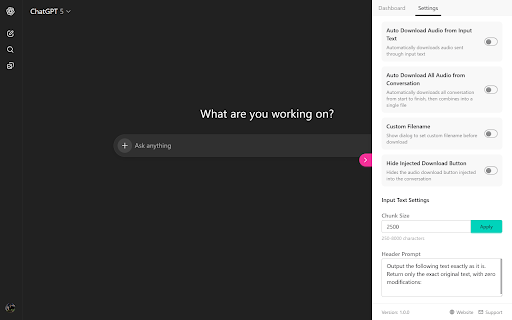 ChatGPT TTS | Text-to-Speech Generator & Audio Downloader :: Text-to-Speech generator and audio downloader for ChatGPT.