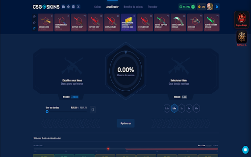 RollViewer - SAPAODROPS :: Adicione estatísticas reais, histórico do Upgrader, Case Odds e ferramentas visuais exclusivas ao site CSGO-Skins