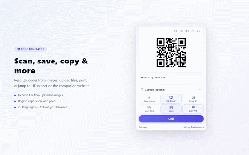 QR Code Generator :: Generate QR codes for the current page, selection, or links. Right-click any page to create a QR code instantly.