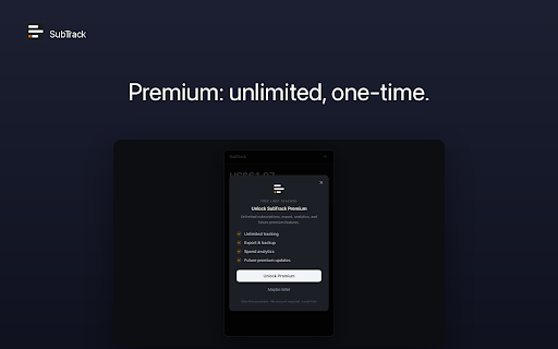 Subscription Tracker & Reminder - SubTrack :: Subscription tracker with renewal reminders. Track recurring payments & monthly spend. 100% local — no account, no bank linking.