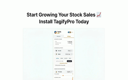 TagifyPro – AI Metadata Generator :: Generate SEO titles, keywords & descriptions for stock images using AI.