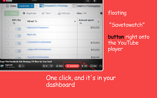Savetowatch :: Save to watch YouTube where you left off. Free up browser memory and organize your video tabs in a beautiful dashboard.