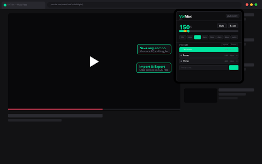 VolMax - Volume Booster & EQ :: Boost volume up to 1000%, 6-band EQ, balance, night mode, per-tab memory, and hotkeys.