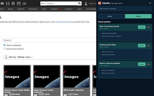 Tabatha - Tab Triage Center :: Fast, private, local tab triage for busy browsers.