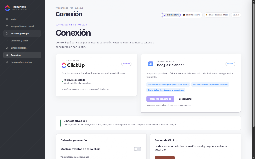 TaskBridge for ClickUp :: Integra Gmail, Google Calendar y Meet con tareas y seguimiento de tiempo en ClickUp