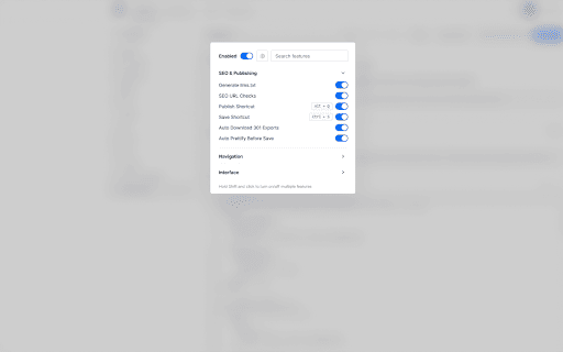 OhFlow: Webflow Shortcuts & Tools :: Adds workflow shortcuts, CMS tools, publishing helpers, and interface cleanup for Webflow.
