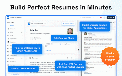 Resume from LinkedIn: PDF & Word CV Export – ExportMyResume :: Turn your LinkedIn profile into an ATS-friendly resume in one click. Free PDF & Word (DOCX) export with a free account.