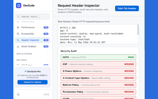 DevSuite - 25+ Web Developer Tools & API Tester :: 25+ Local Web Developer Tools: API Tester, JSON Formatter, JWT Decoder, SVG Optimizer & more. Privacy-first, zero network calls.