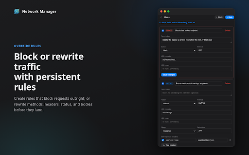 Network Manager :: An enhanced Network tab: inspects, replays, and tampers with the active tab's HTTP traffic.